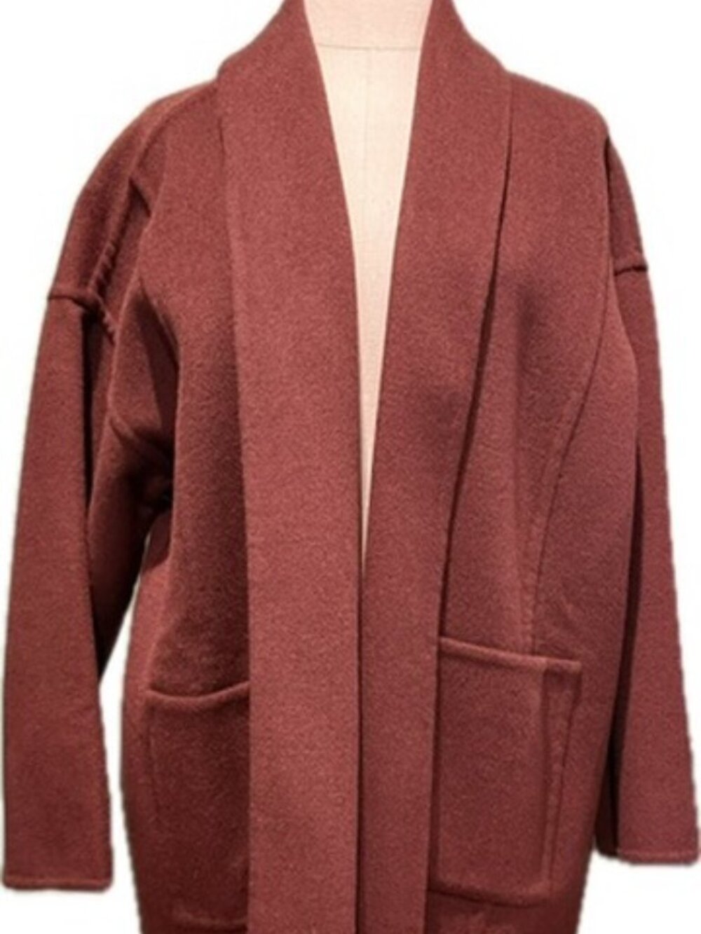 NWOT Eileen Fisher Wool/Cashmere Sweater Coat in Burgundy Sz L
